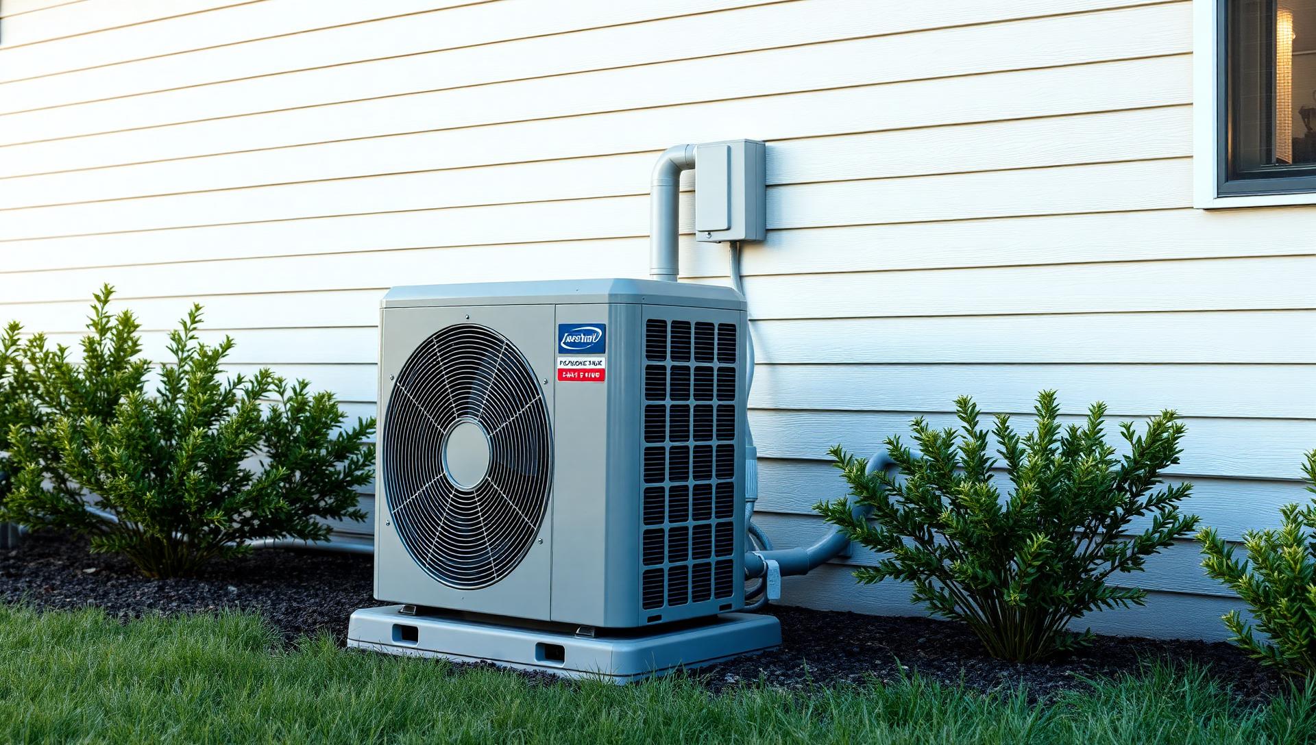 Modern HVAC condenser unit beside a premium suburban home