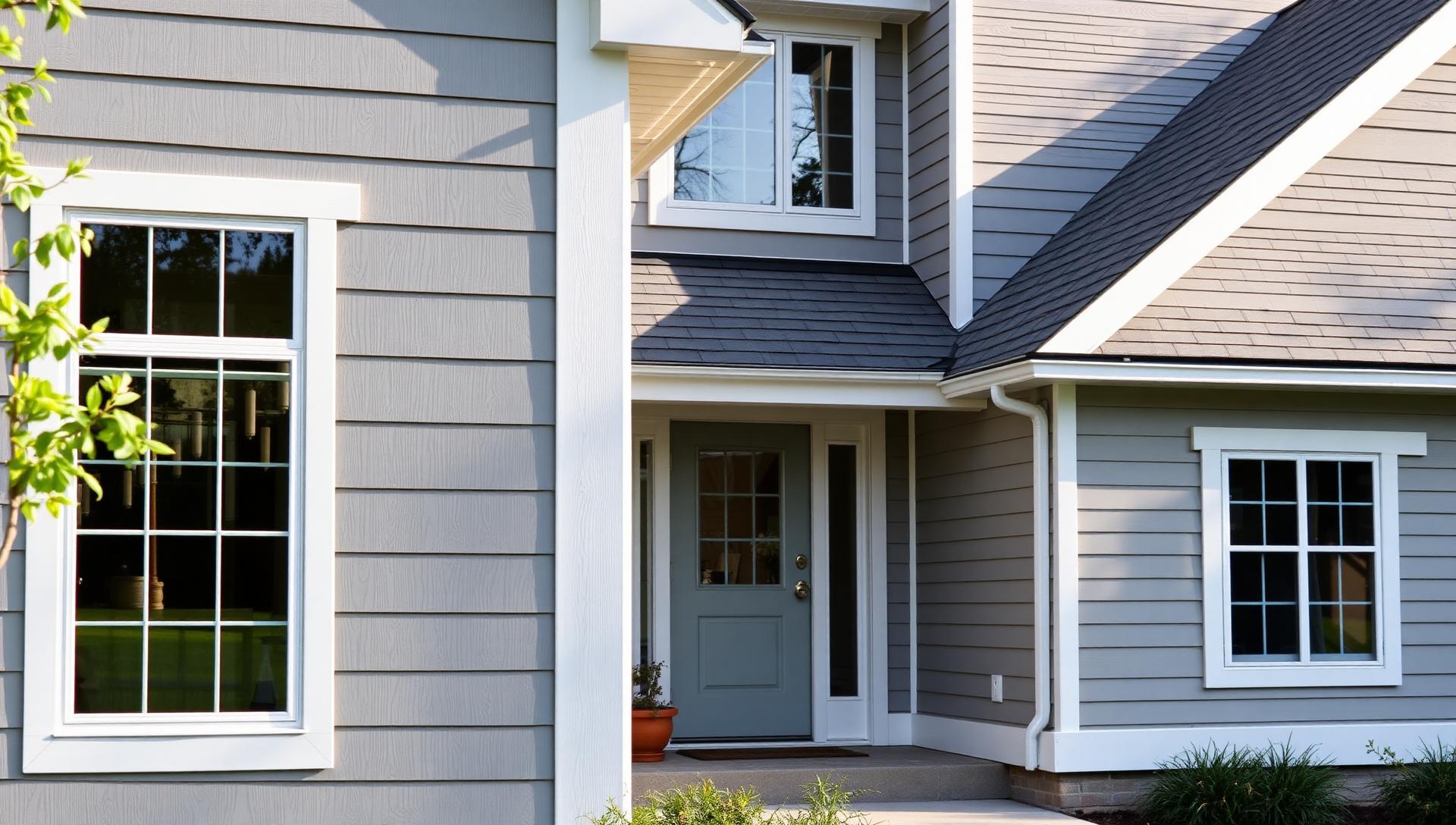 Modern suburban home with freshly installed fiber cement lap siding